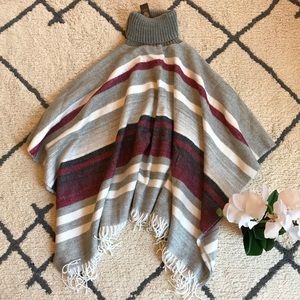 NEW Vince Camuto stripe cowl neck poncho One size